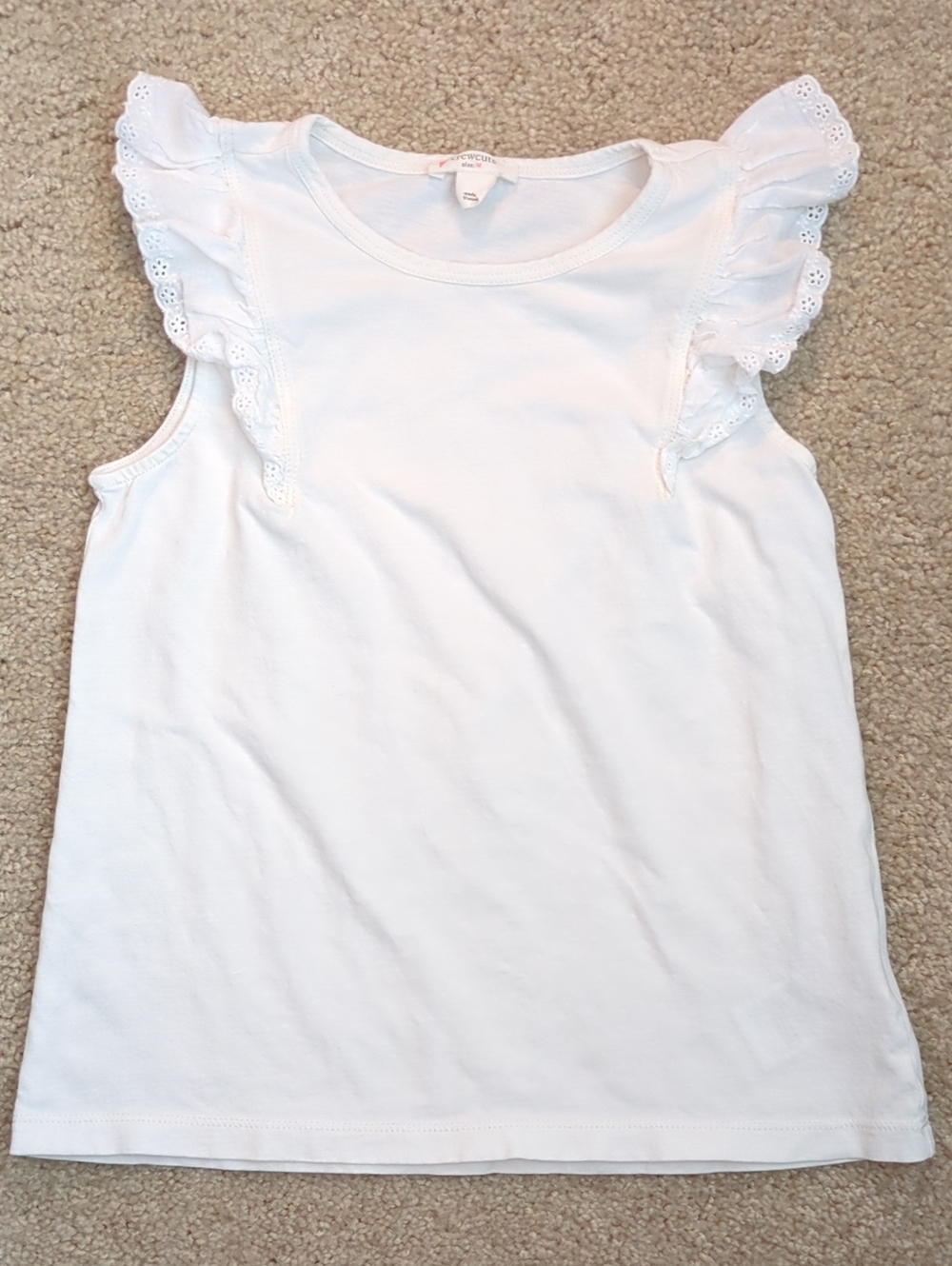 Crewcuts White Eyelet Ruffle Tank Top